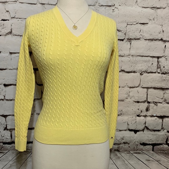 yellow tommy hilfiger sweater womens